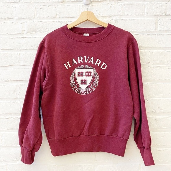 Champion || Vintage USA Made Harvard Crewneck Sweatshirt Crimson 70s 80s Medium - Picture 1 of 7